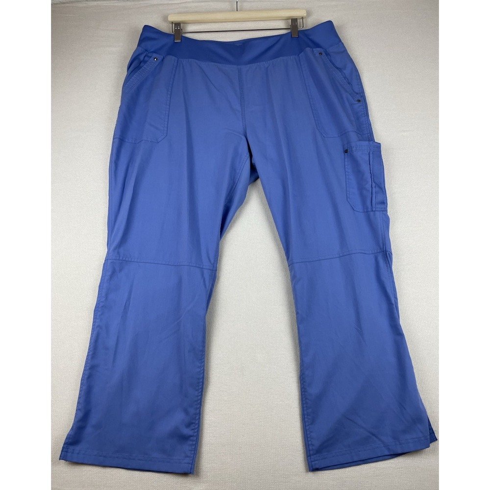 Purple Label Yoga Healing Hands‎ Scrub Pants Women's 2XP Blue Pull On Stretch